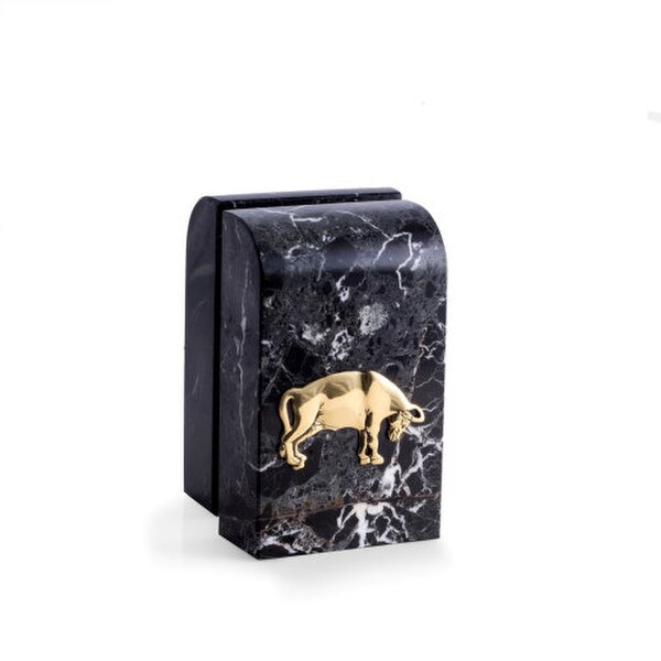 Stock Market Bear Bull Bookends Marble Brass Reliefs Gifts Investors